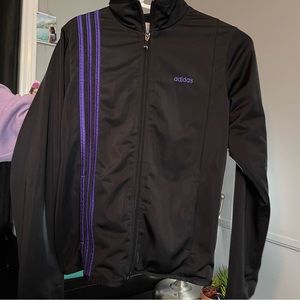 Adidas Purple Stripe Zip Up Sweater